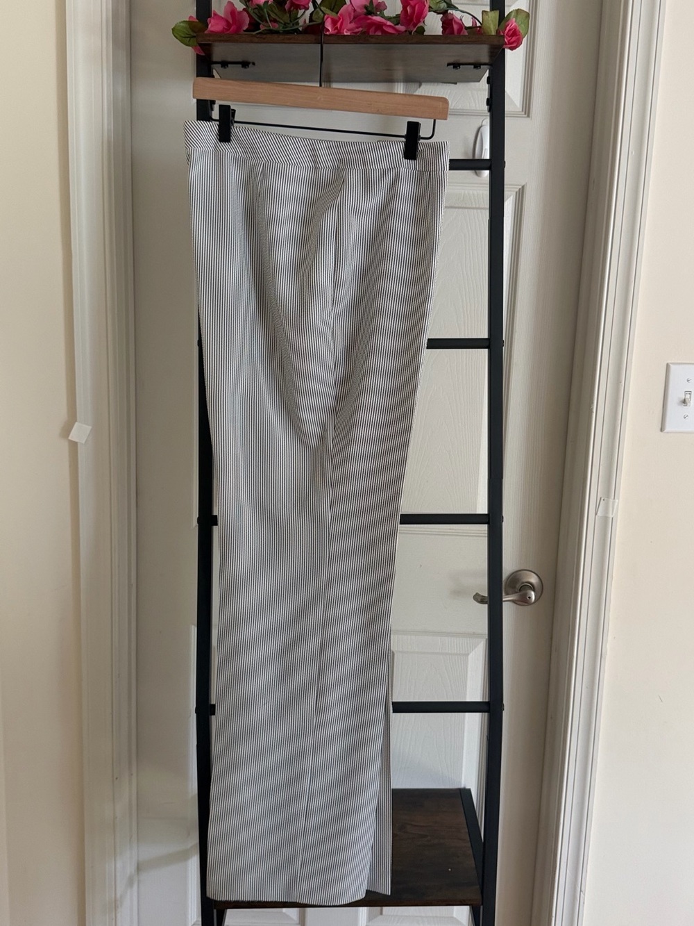 Plus Size Gray Pinstripe Dress Pants Office Wear Career Workwear